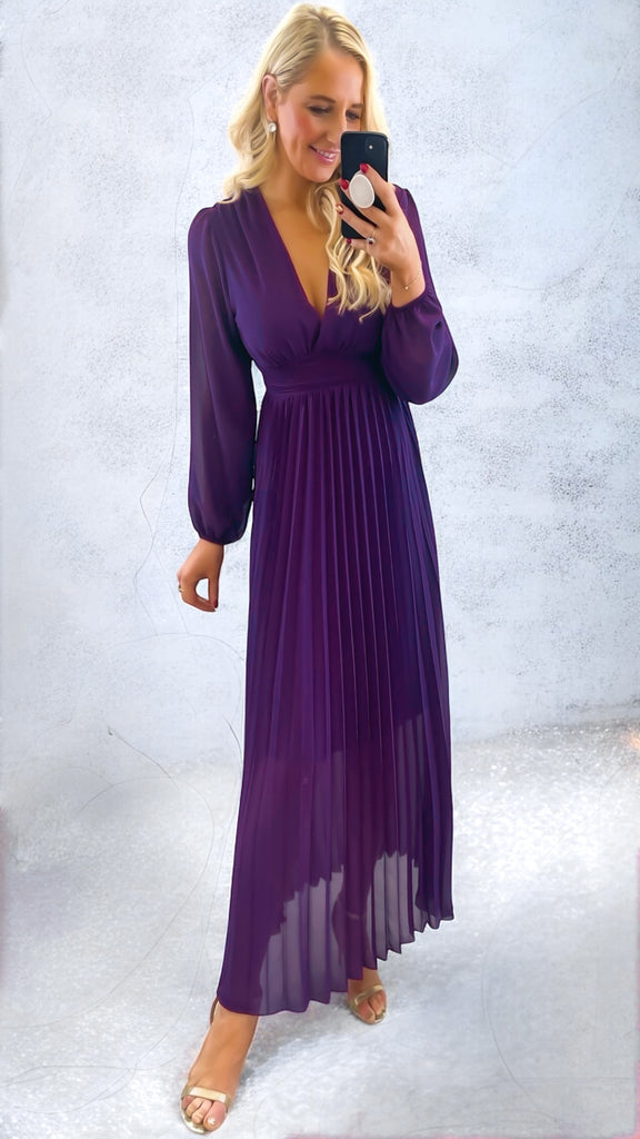 A2451 Chelle Purple Pleated Dress