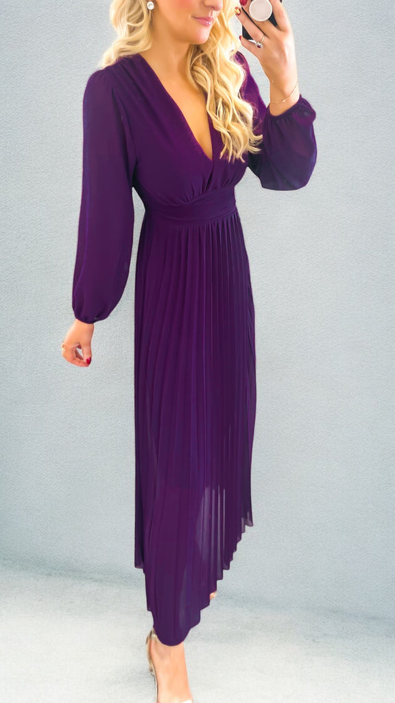 A2451 Chelle Purple Pleated Dress
