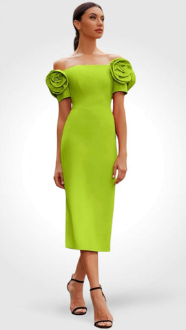 A2305 Glyn Yellow Embellished Flare Dress