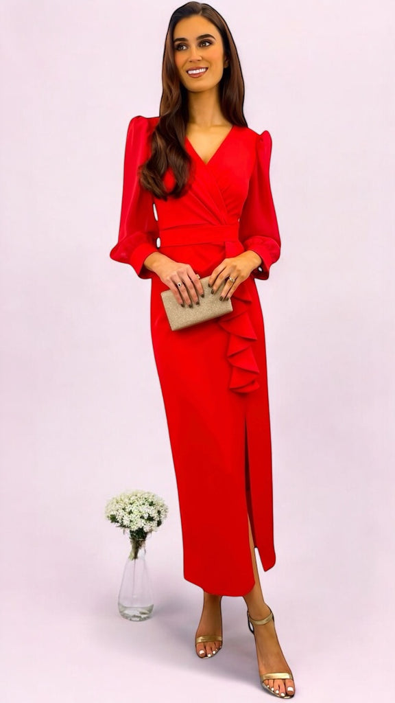 1-A2247B Juliet Coral Frill Feature Dress