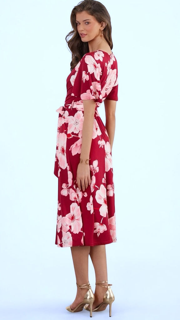 A2265 Maria Red Floral Dress
