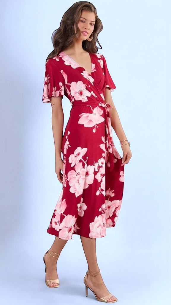 A2265 Maria Red Floral Dress