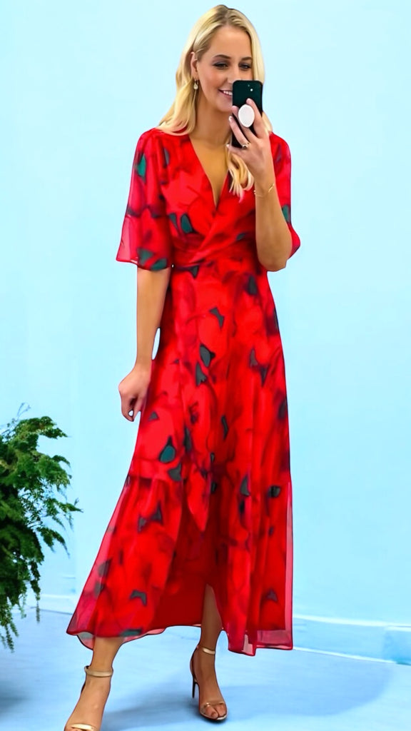 5-A2276 Hope & Ivy Delia Red Wrap Dress