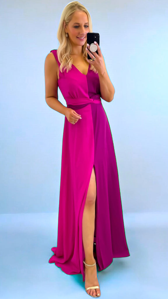 A2302B Blandie Pink 2 Tone Maxi Dress