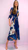 A2308 Navy Print Pleat Dress