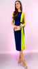 A2315 Evange Navy/Lime Pencil Dress