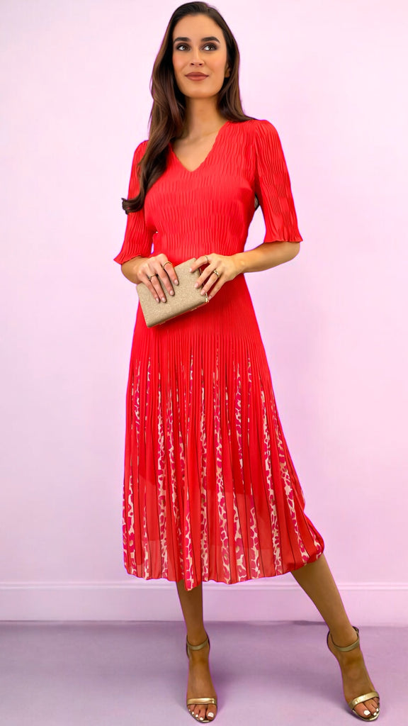 A2318 Coral Contrast Loose Top Dress