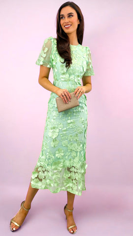 A2305 Glyn Yellow Embellished Flare Dress