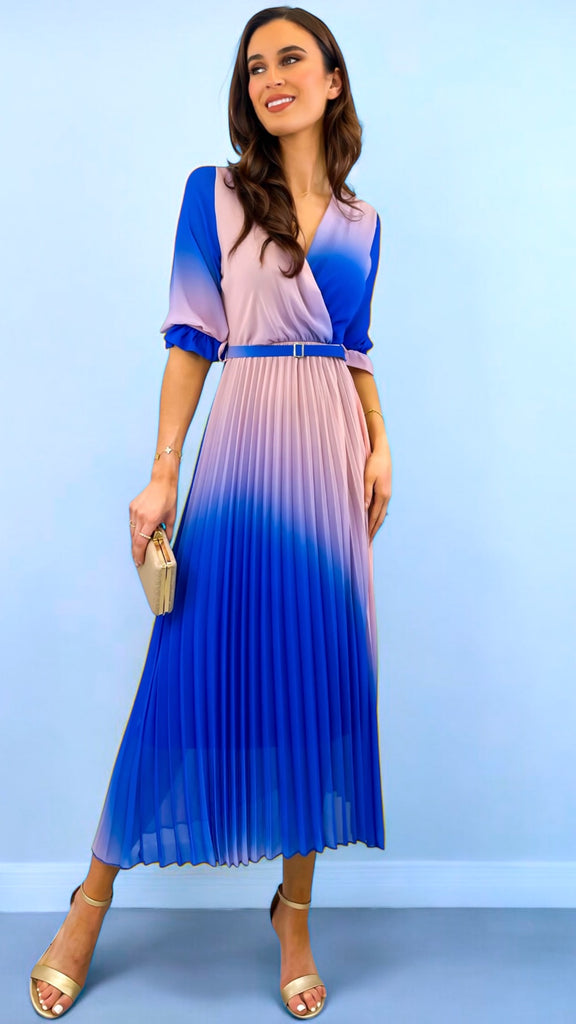 A2347 Royal Ombre Inia Pleat Dress