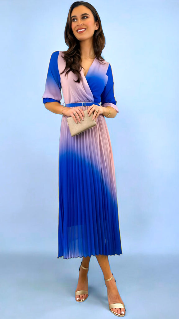 A2347 Royal Ombre Inia Pleat Dress
