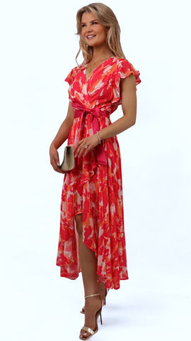 A2344 Adette Baby Pink Floral Shift Dress
