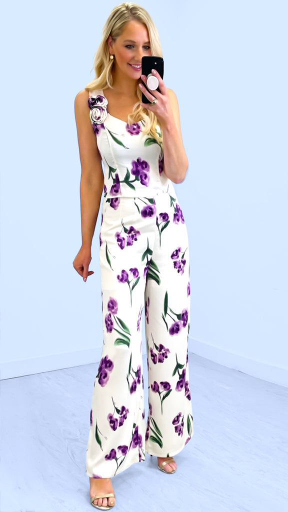 A2395 Adelina 2 Piece Floral Pants Set