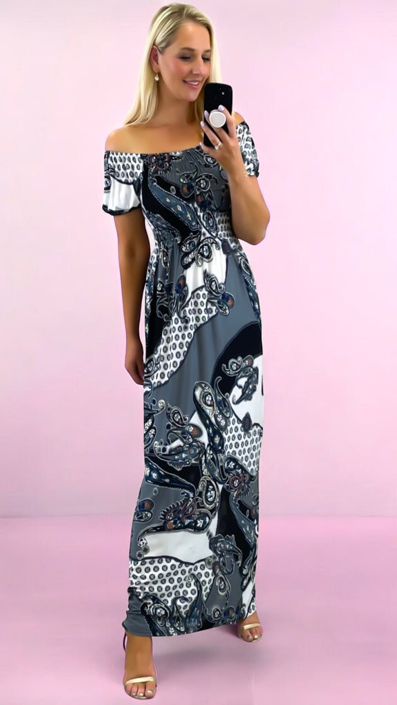 A2415 Paisley Print Maxi Dress