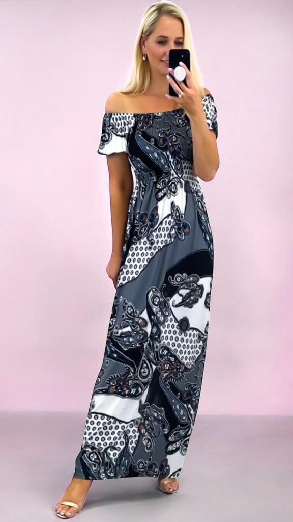A2415 Paisley Print Maxi Dress