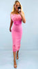 A2420 Gigi Pink Feather Pencil Dress