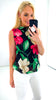 A2471 Black Floral Halter Top