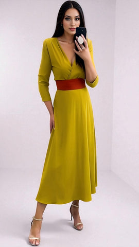 A2491 Floni Green Ditsy Floral Dress