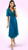 A2536 Teal Embellished Wrap Dress