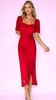 A2563 Heidi Red Lace Rouched Dress