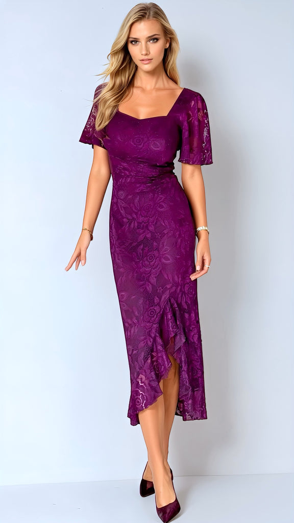 A2590 Heidi Plum Lace Rouched Dress