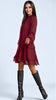 A2592 Burgundy Flounce Dress