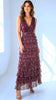 A2636 Virginia Burgundy Print Flounce Dress