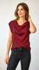 A2732 Burgundy Sequin Cowl Top