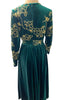 A2761 Alissa Green Velvet Embroidered Dress