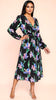 A2815 Meriah Black Print Midi Dress