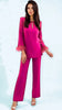 A2801 2 Pce Feather Trim Pants Set Pink