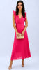 A2838 Raspberry Ruffle Pleat Dress