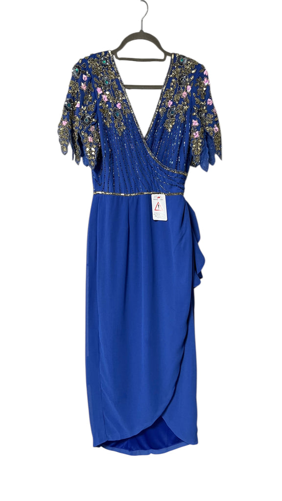 A2839 Royal Embellished Wrap Skirt Dress