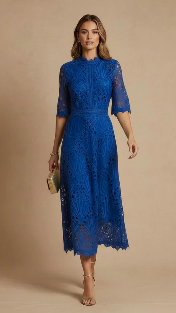 5-A3038 Evie Royal Crochet Dress