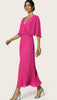 A3046 Pink Cape Pleat Dress