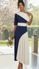 5-A3125 Inda Navy Contrast Flare Dress