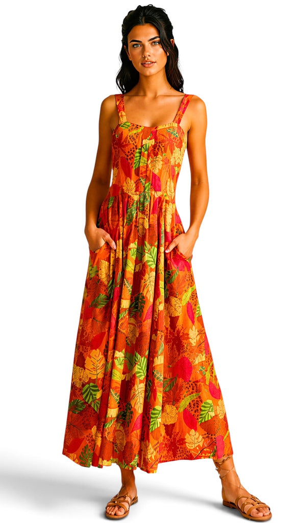 A3139 Litty Orange Print Dress