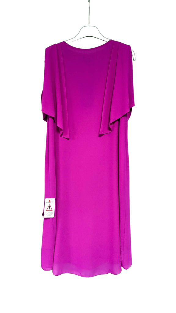 A3144 Magenta Cold Shoulder Shift Dress