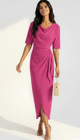 A3070BS Genev Bardot Flounce Hem Dress