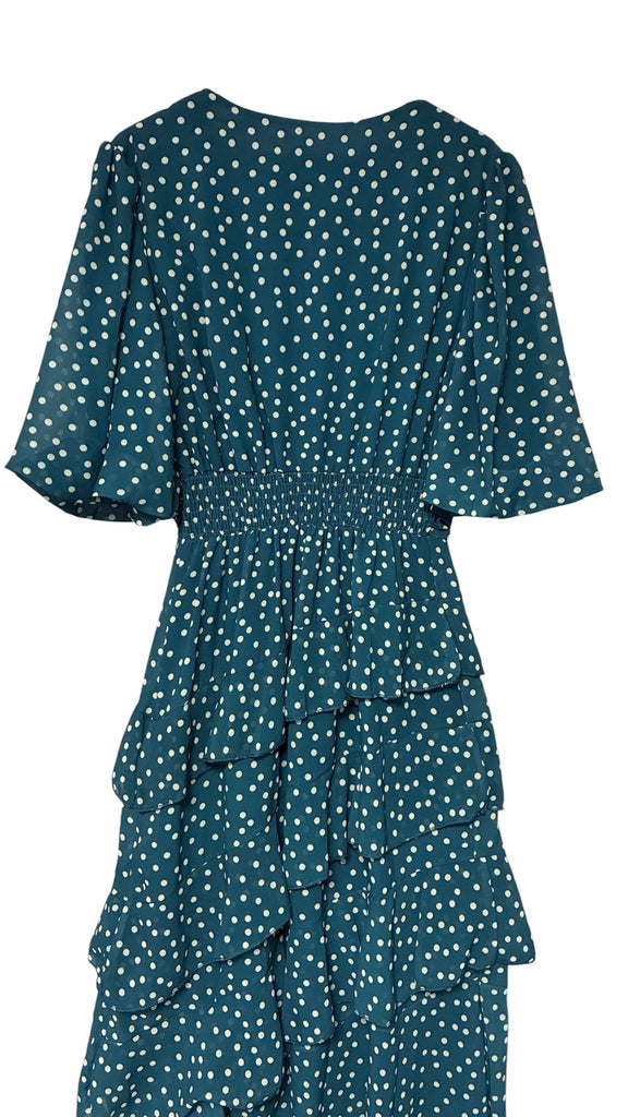 A3209 Camilla Teal Dotty Layered Dress