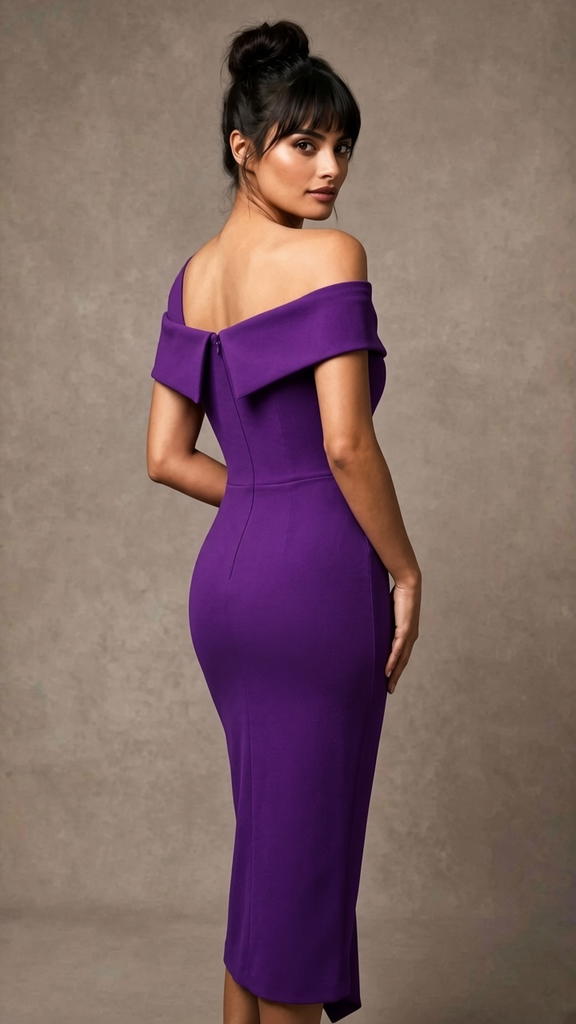 A3228 Olina Purple Bardot Dress