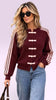 A3285 Burgundy Contrast Knit Cardi