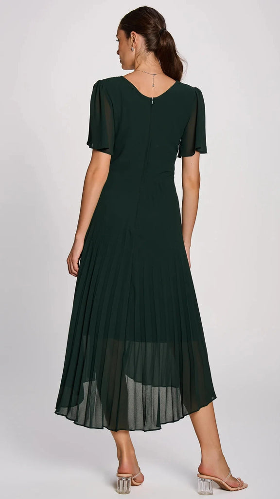A3205 Trixie Green Chiffon Pleat Dress