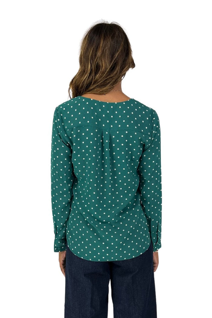 A0970 Byhialice Green Print Blouse