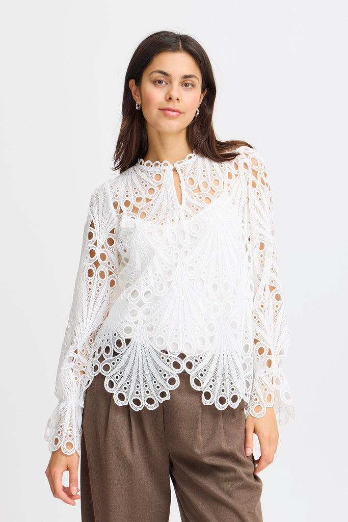 A2459 Frbelle White Crochet Top