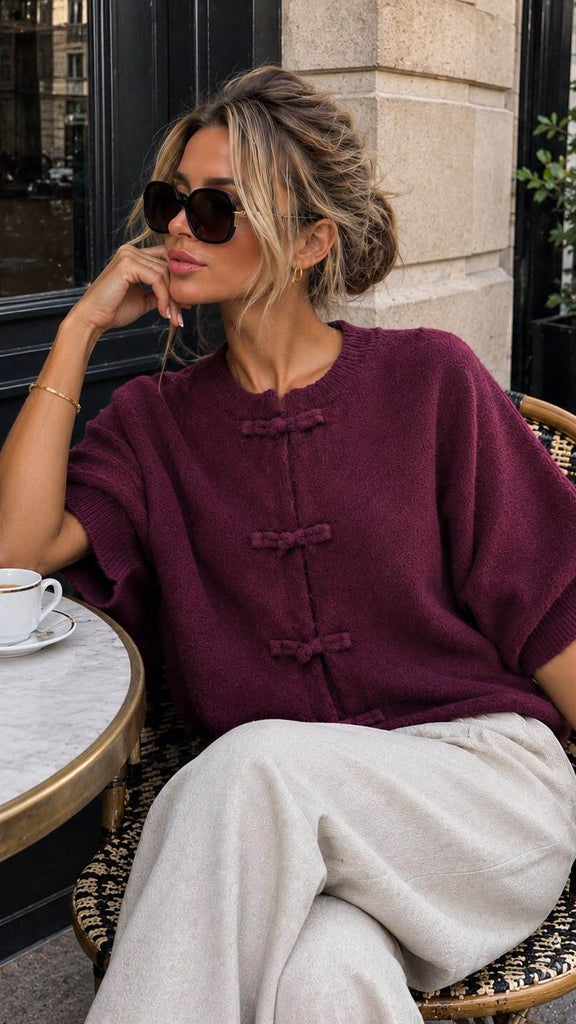 A3284 Dana Plum Knit Cardi