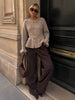 A3278 Beige Peplum Knit