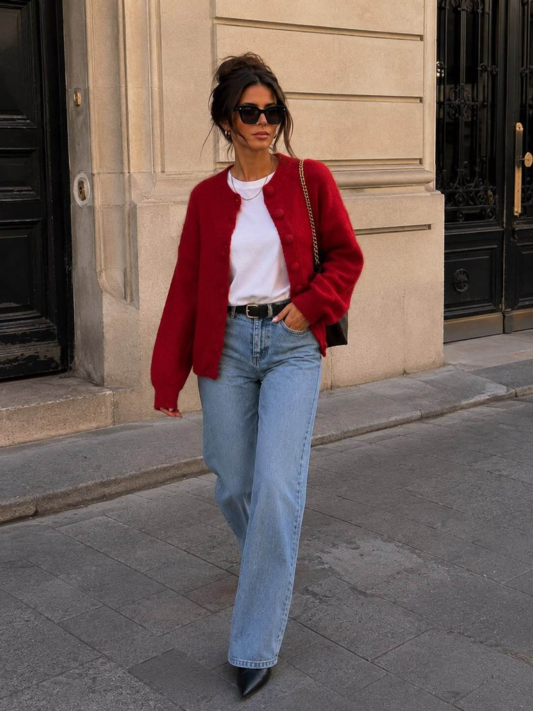 A3198 Estella Burgundy soft Knit Cardi