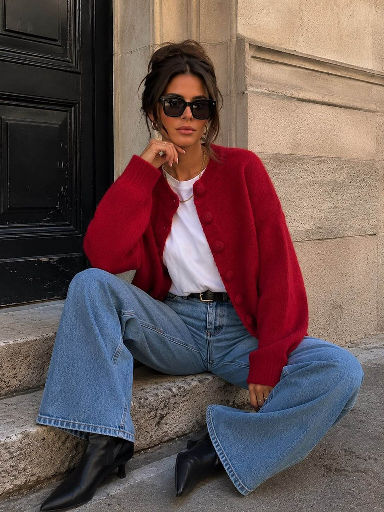 A3198 Estella Burgundy soft Knit Cardi
