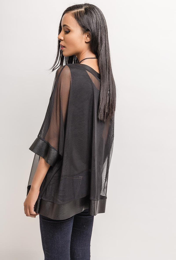 A2627 Black Batwing Oversized Top
