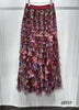 A2682 Burgundy Multi Tulle Ruffle Maxi Skirt